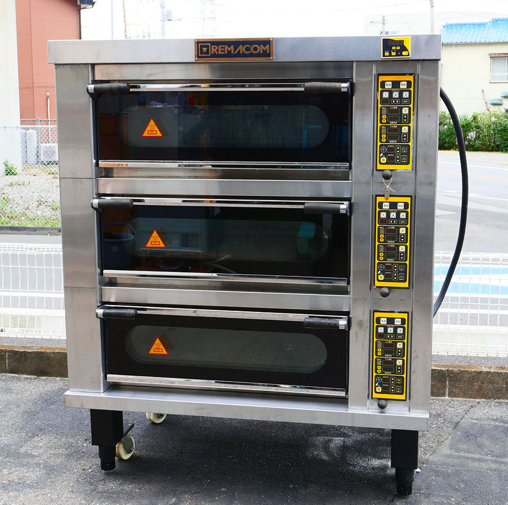 即決 2017年製 レマコム 電気式デッキオーブン RDO-F23D 3段 三相200V 19.9kW 幅1370 奥行1130 高さ1725 スチーム搭載 製菓 製パン 中古拍卖