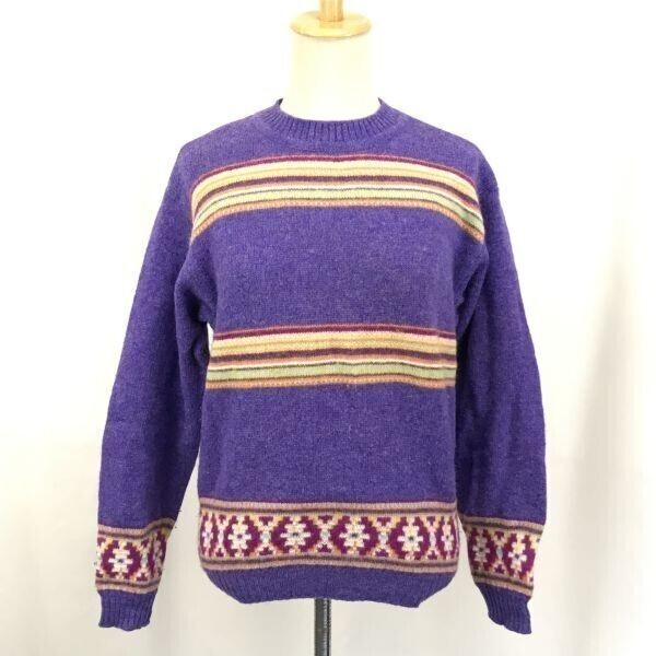イタリア製/90s?★ベネトン/benetton★長袖ニットセーター【size12/レディースL-XL/紫/パープル】ユナイテッドカラーズオブベネトン◆BG267拍卖