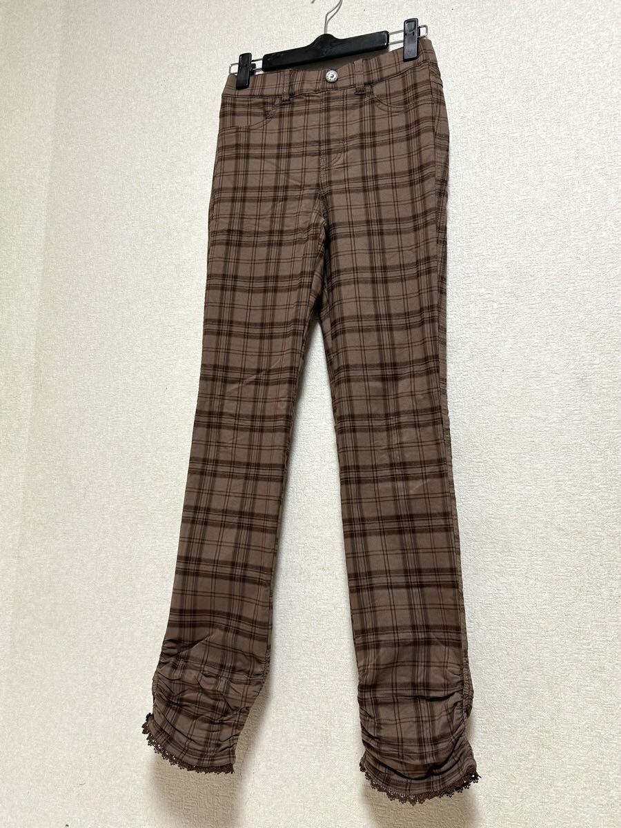 【axes femme ★アクシーズファム】チェック柄スリムストレッチパンツ・裏側暖素材・Mサイズ拍卖