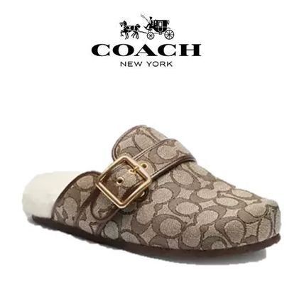 *** COACH * 8B * アシュトン クロッグ・シグネチャー ジャカード * ファー付 * クロッグサンダル * スリッポン * コーチ * 未使用 ***拍卖