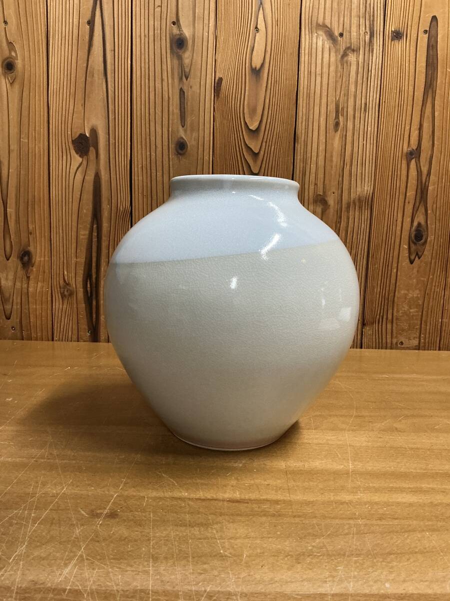 オブジェ 花器 壺 天鵬山 荻焼 椿窯 山口県荻伝統工芸品 未使用保管品拍卖