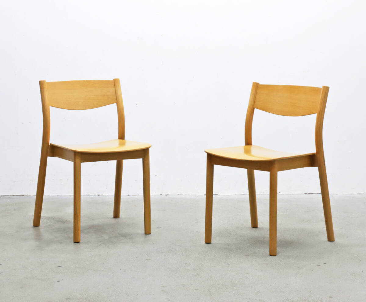 ◆在庫2脚 MUJI 無印良品 REAL FURNITURE リアルファニチャー オーク材 ダイニングチェア 椅子 木製 ナチュラル モダン 1脚 2/PJT14115◆拍卖