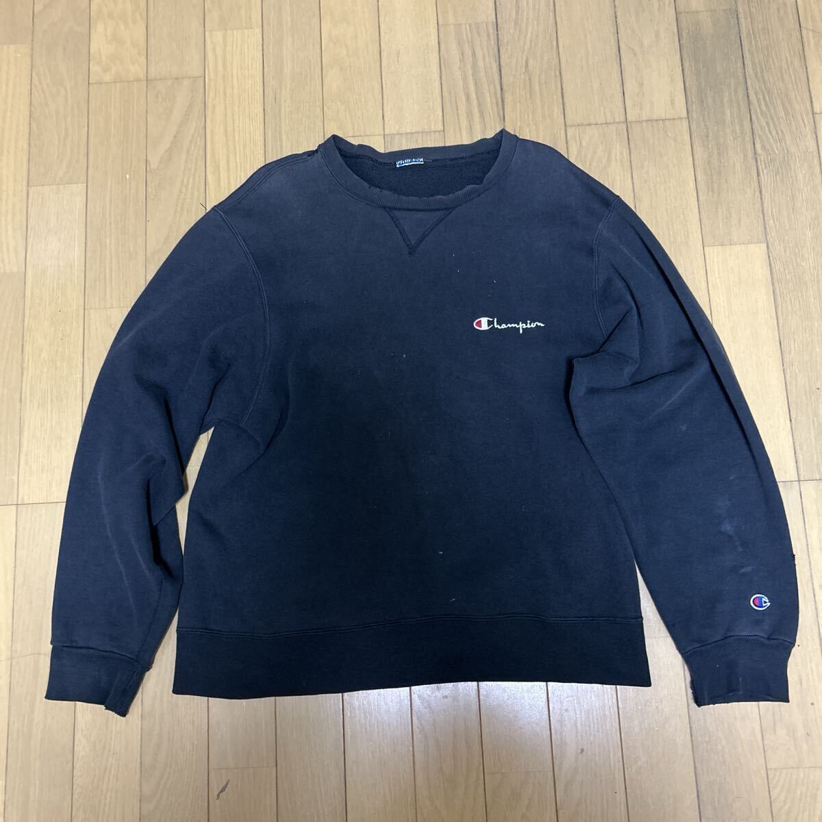希少Champion/チャンピオン トレーナー スウェット フェード黒1986年〜1990年代初頭「青刺繍タグ中期」USA製拍卖