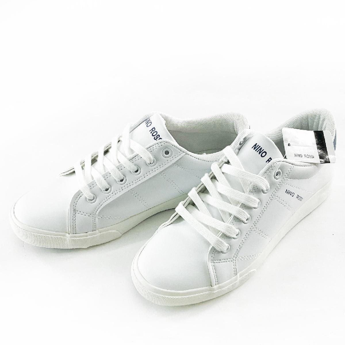 NINOROSSI メンズスニーカー シンプルローカットカジュアルシューズ ニノロッシ 25.5cm ホワイト拍卖