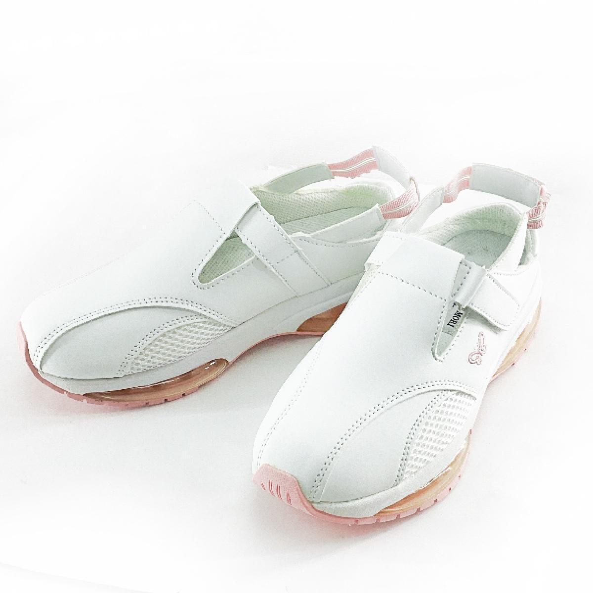 ダブルエアーシューズ コンフォートシューズ 2WAY ハナエモリ 看護師 介護士 LL 25.0~25.5cm ホワイトxピンク拍卖