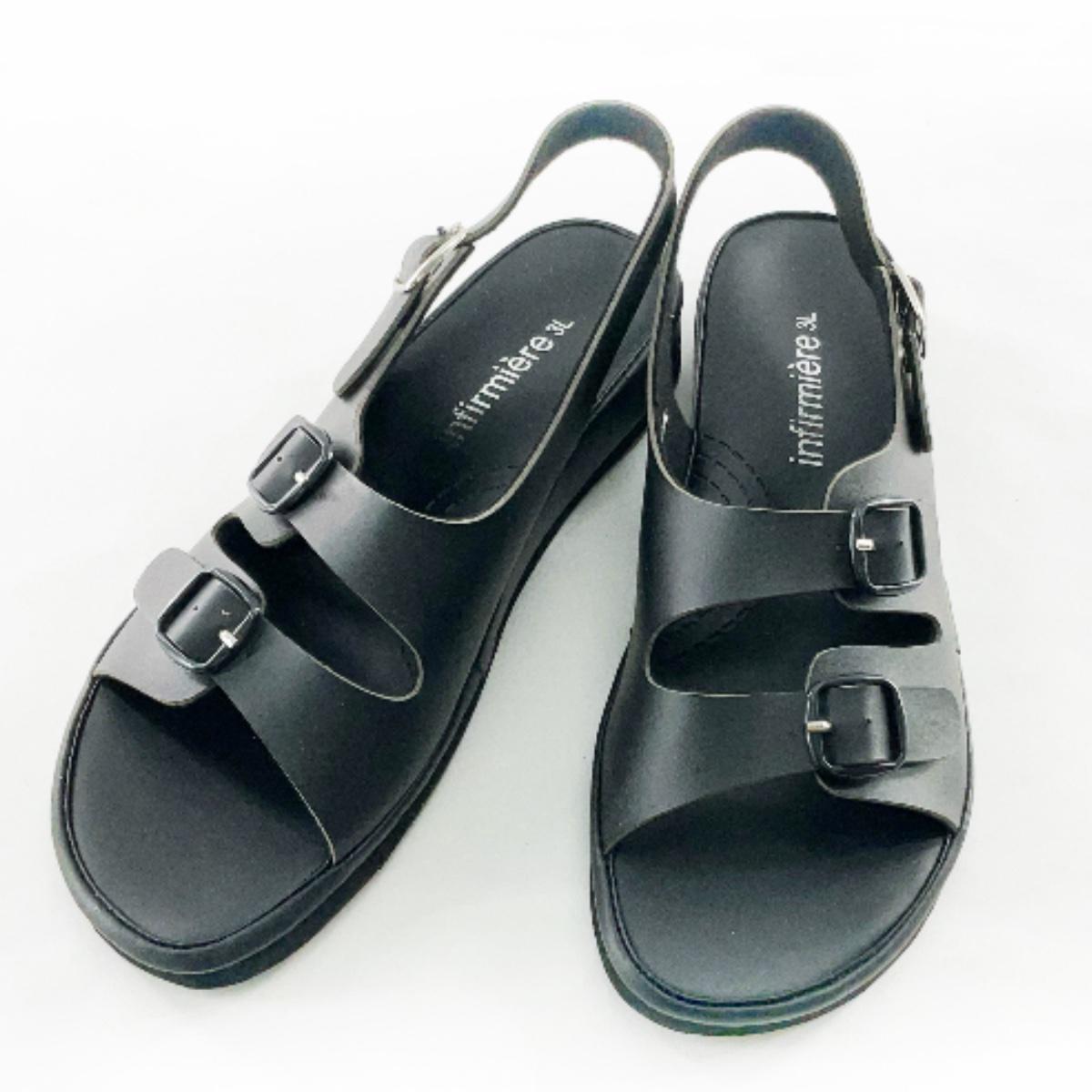 訳あり ナースサンダル 幅広 衝撃吸収 看護師 介護士 3L 25.0~25.5cm ブラック拍卖