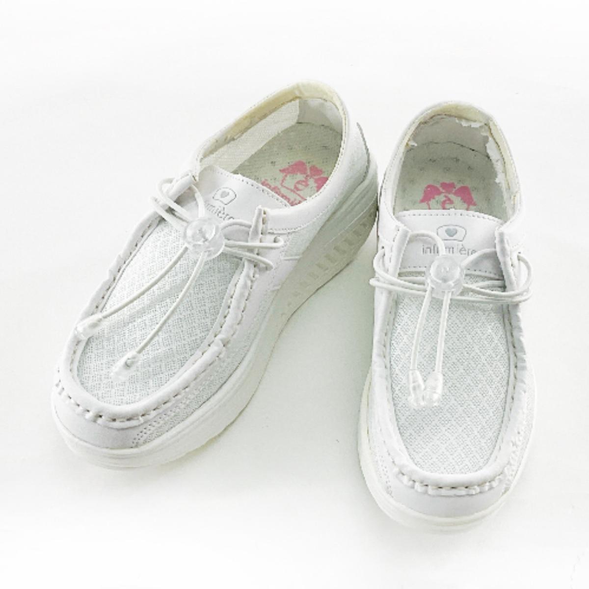 訳あり メッシュシューズ モカシン風 船底エア エアソール 看護師 介護士 S 22.5~23.0cm ホワイト拍卖