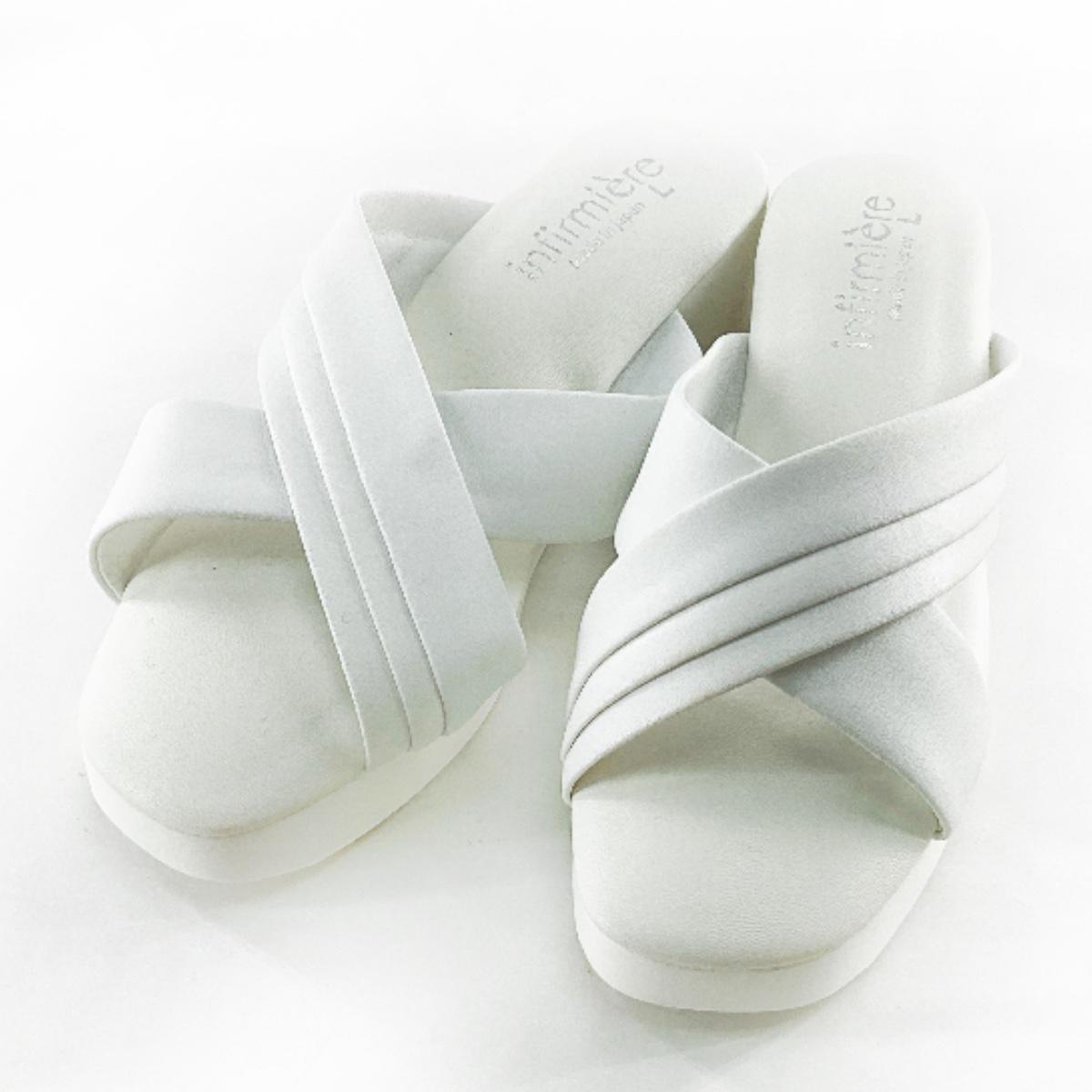 クロスナースサンダル 水洗いできる レディース 看護師 介護士 Lサイズ 24.0~24.5cm ホワイト拍卖