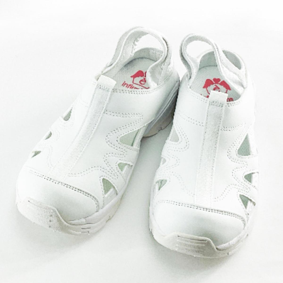 訳あり スポーツフィットスニーカー 履き分け自在の2wayナースシューズ 看護師 介護士 Mサイズ 22.5~23.0cm ホワイト拍卖