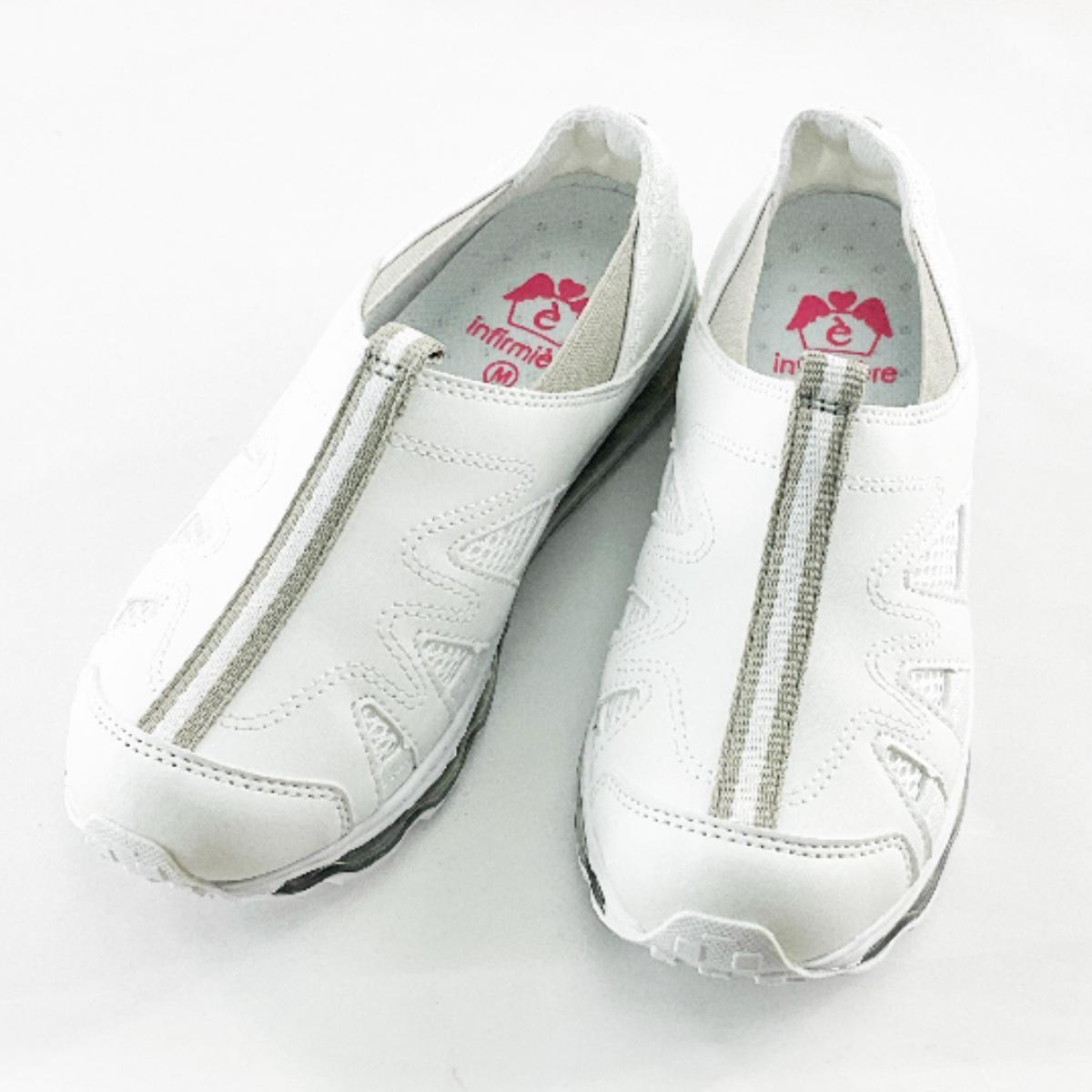 訳あり スポーツフィットズック フルエアーシューズ 2WAY 看護師 介護士 M 23.0~23.5cm ホワイト拍卖