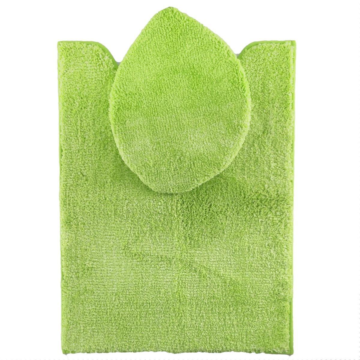 トイレタリー 2点セット ミックスシャギー ロングマット & 蓋カバー 軽量タイプ O型・U型 グリーン拍卖