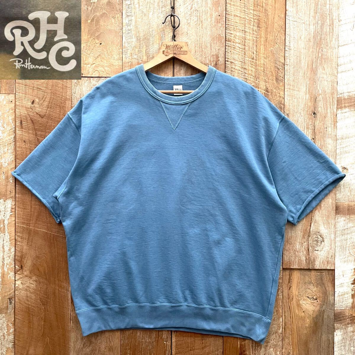 【極美品】RonHerman ロンハーマン 半袖 スウェット トレーナー XL ペールブルー RHC取扱拍卖
