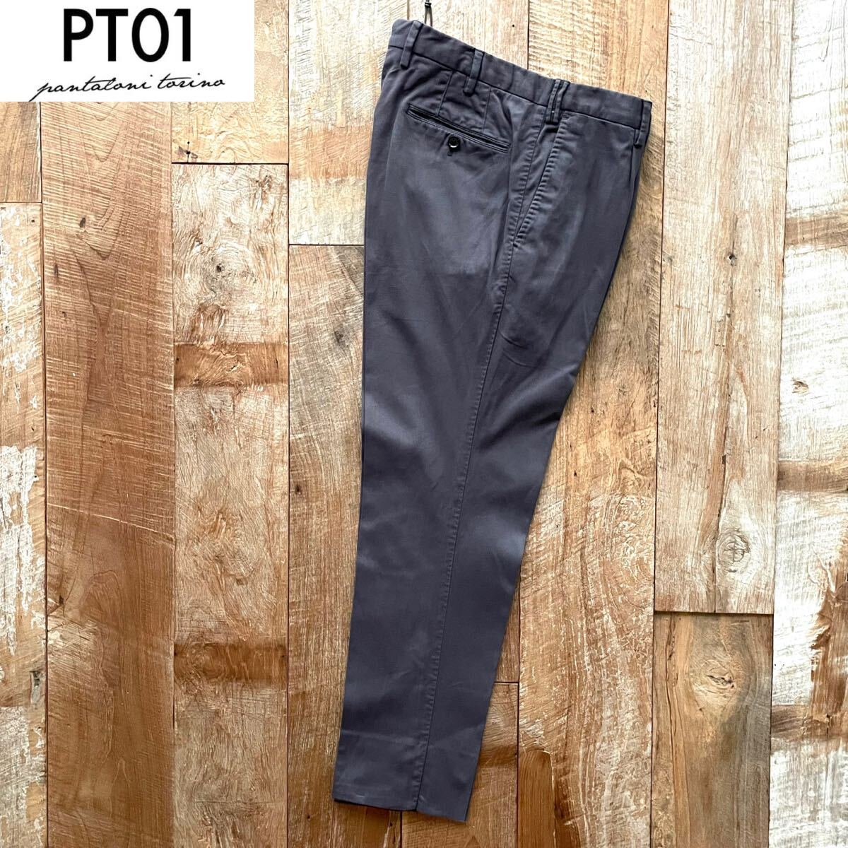 【美品】PT01 ピーティーゼロウーノ SUPER SLIM FIT 1プリーツ 1タック テーパード コットン スラックス パンツ 48 BEAMSF取扱拍卖