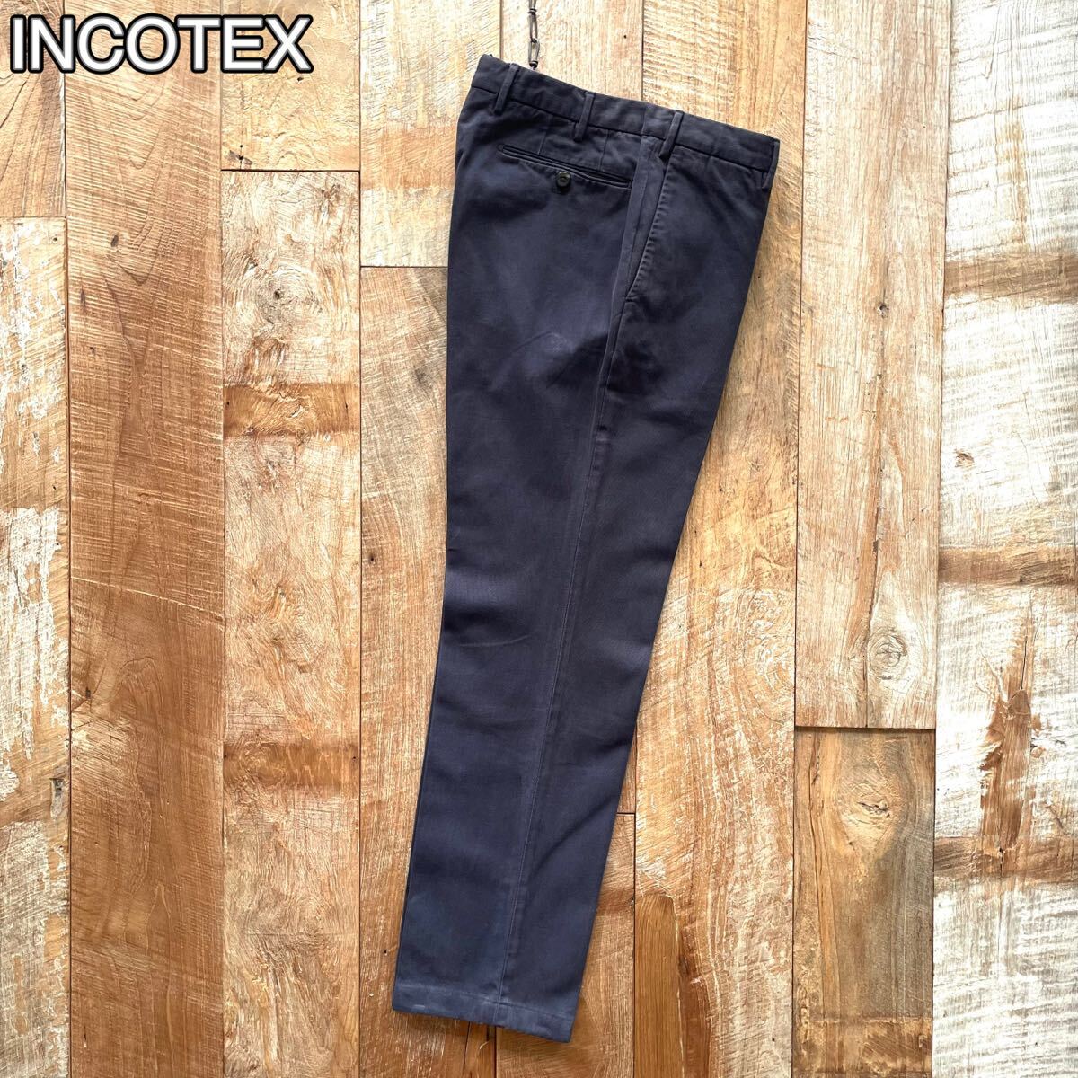 【美品】INCOTEX インコテックス テーパード コットン スラックス パンツ 48 ネイビー BEAMSF取扱拍卖