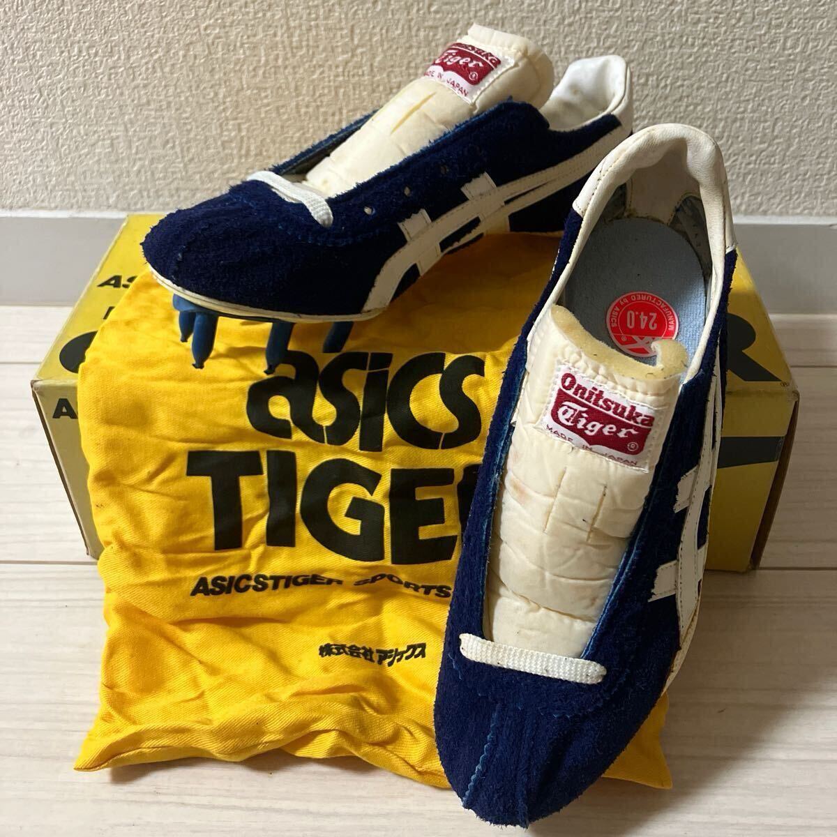 新品未使用 70〜80's Onitsuka Tiger オニツカタイガー ランスパーク 陸上スパイクシューズ 24.0㎝ スエード アシックス ビンテージ拍卖