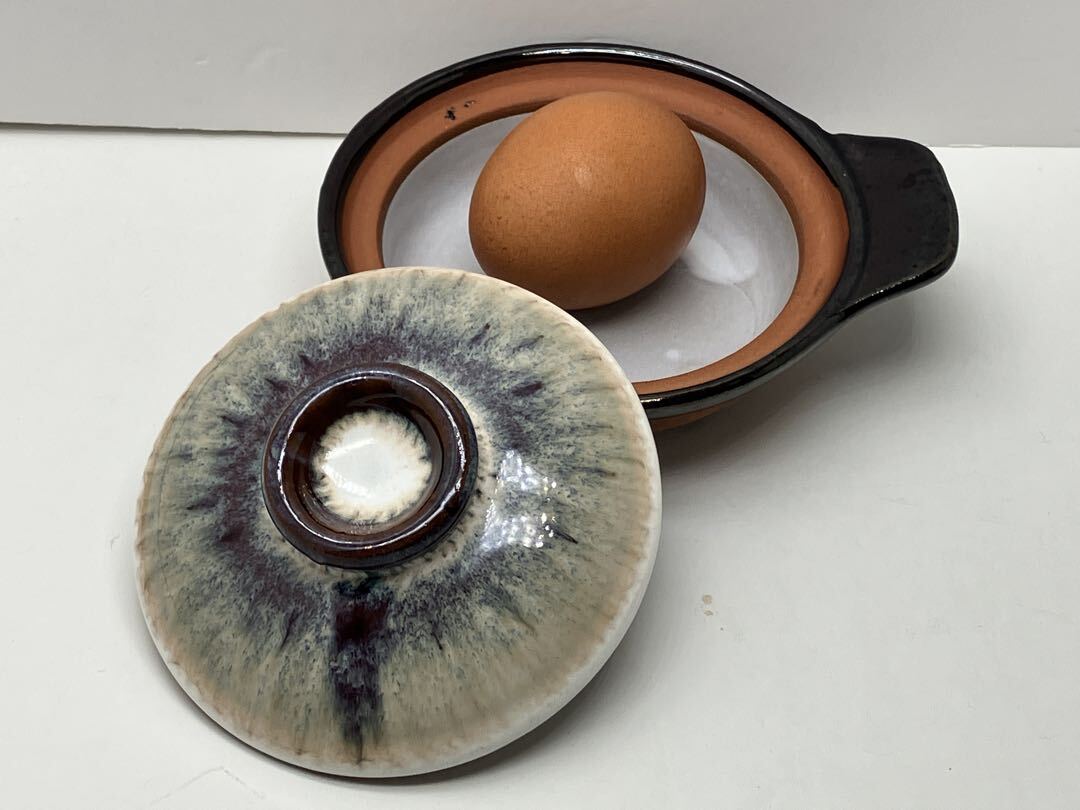 未使用品 流釉目玉焼き土鍋 伊賀焼 2客セット デッドストック品拍卖