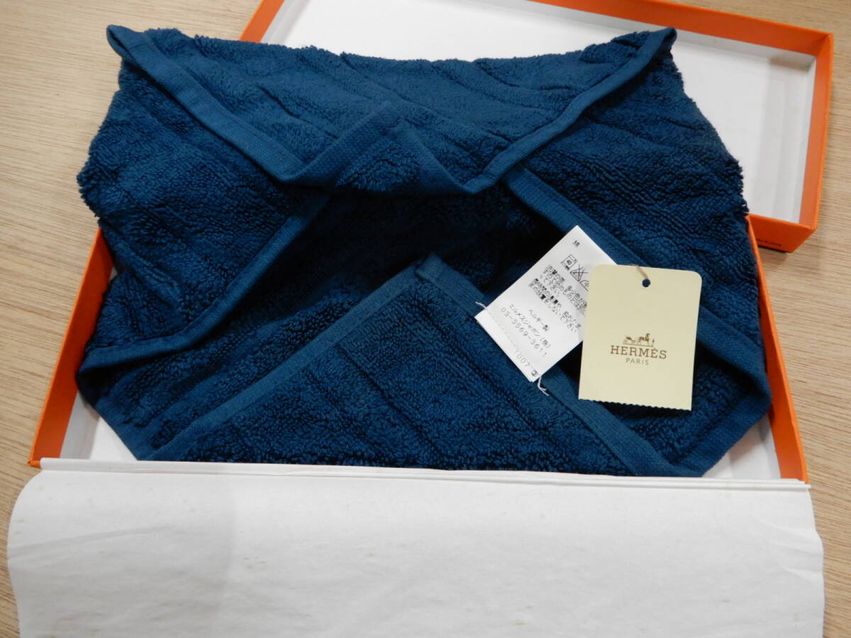 未使用!HERMES エルメス ハンドタオル ネイビー拍卖