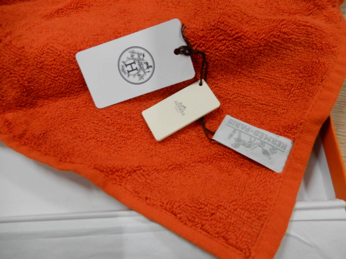 未使用!HERMES エルメス ハンドタオル オレンジ拍卖