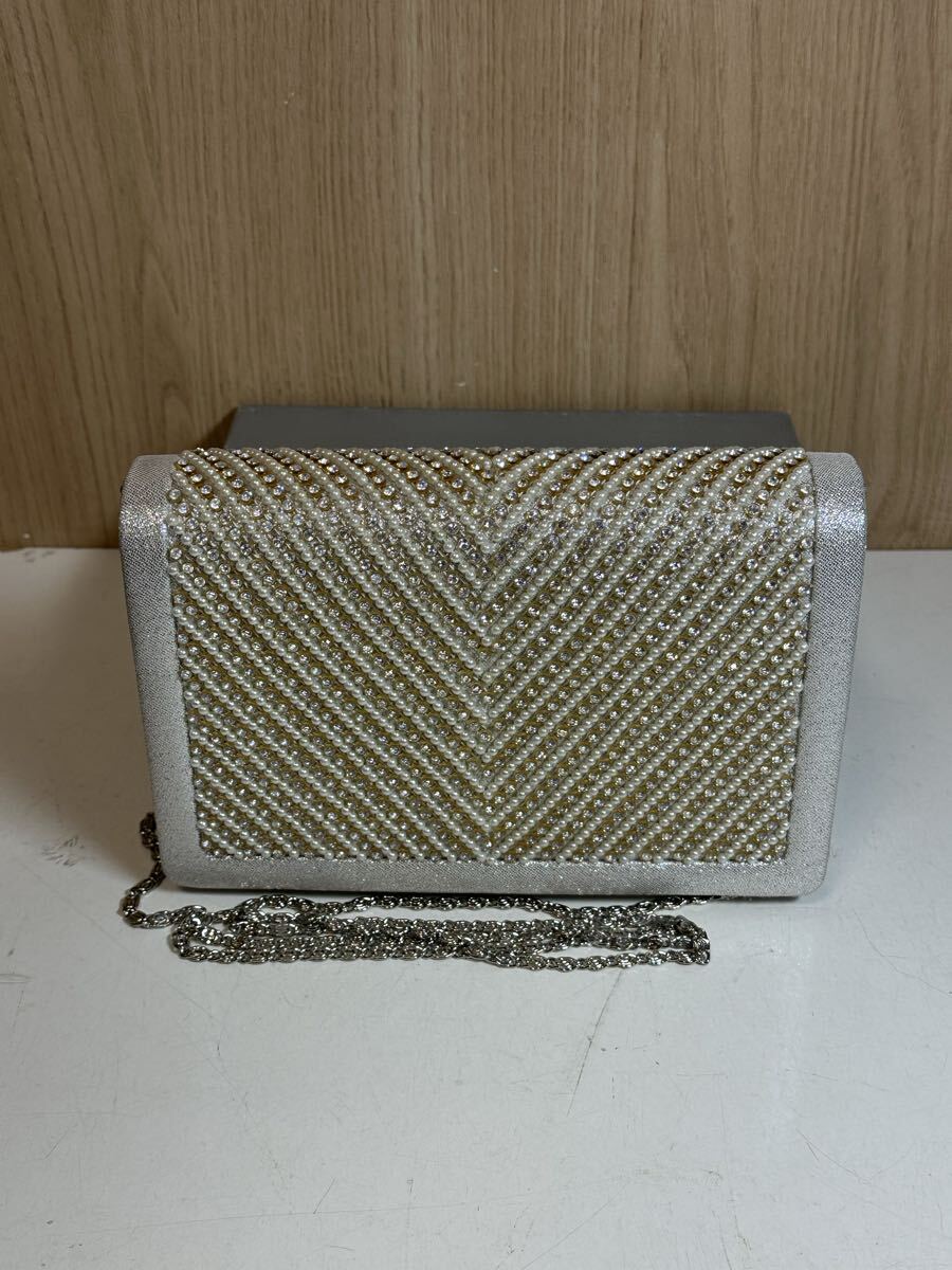 Y10012 パーティバッグ ハンドバッグ ビーズバッグ キラキラ 結婚式 昭和レトロ チェーン拍卖