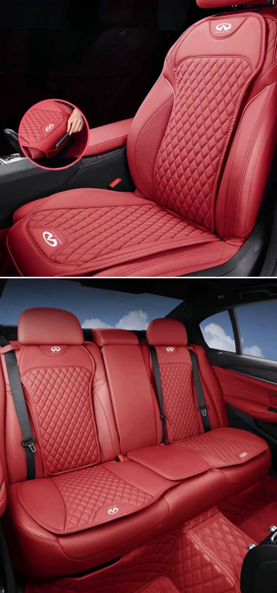 インフィニティ 車用 シートカバーセット シートクッション ナッパ革+記憶綿 前座席用座布団2枚+後座席用座布団1枚+座席の背もたれ4枚拍卖