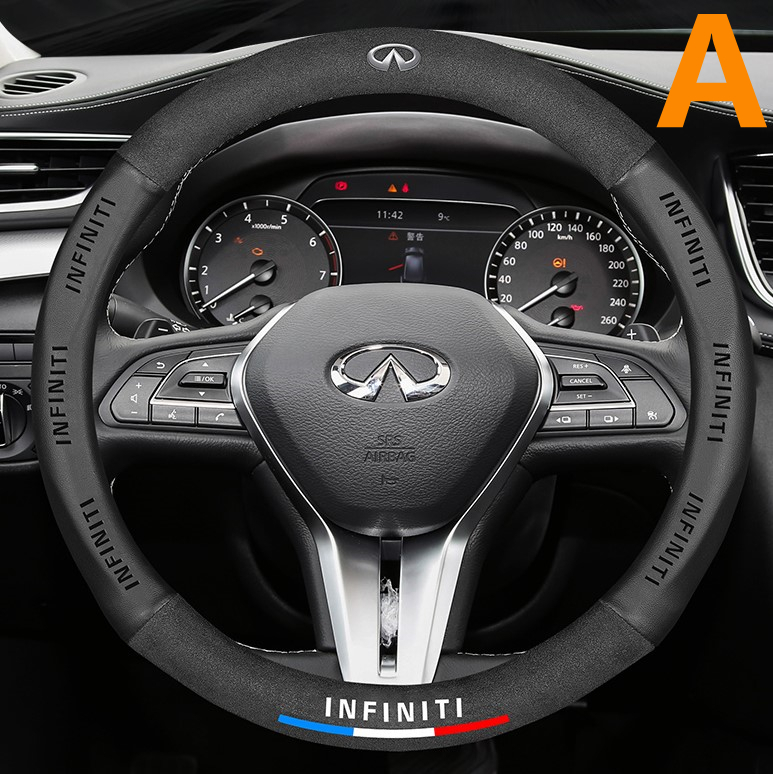 ハンドルカバー インフィニティ ステアリングホイールカバー 本革 内装品 高級 牛革 専車ロゴ 内装品パーツ 滑りにくい 文字付き INFINITI拍卖