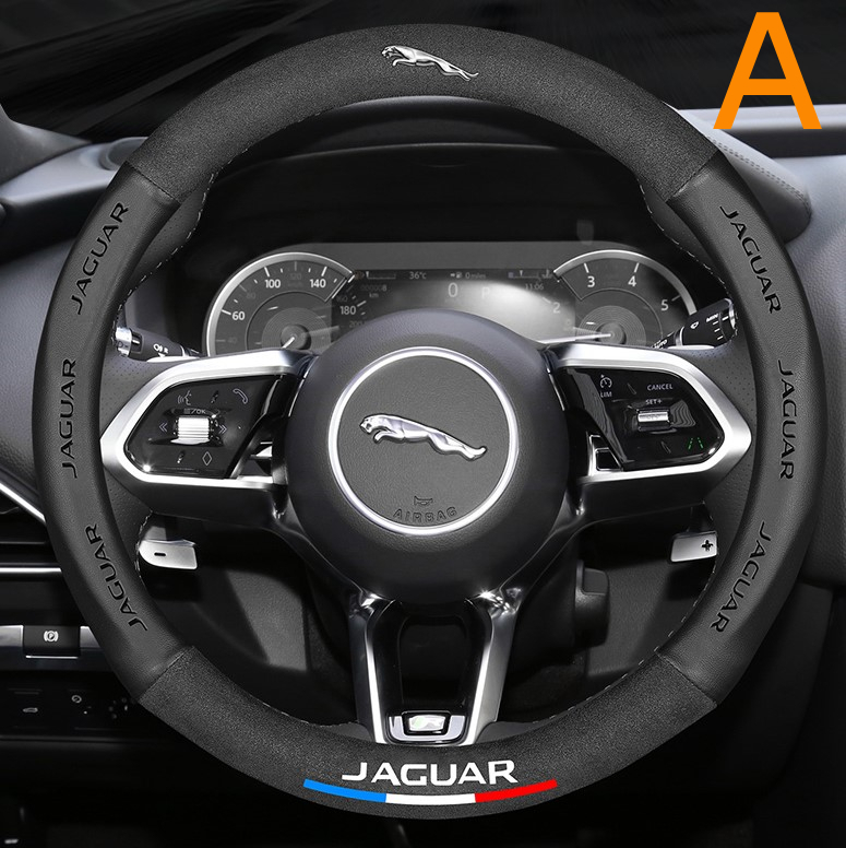 ハンドルカバー ジャガー ステアリングホイールカバー 本革 内装品 高級 牛革 専車ロゴ 内装品パーツ 滑りにくい 文字付き Jaguar拍卖