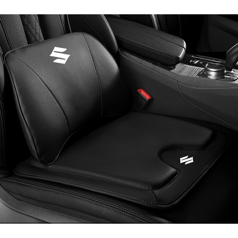 スズキ SUZUKI シートクッション 車用 シートカバー ナッパ レザー 腰当て 滑り止め 座布団1点+腰クッション1点拍卖