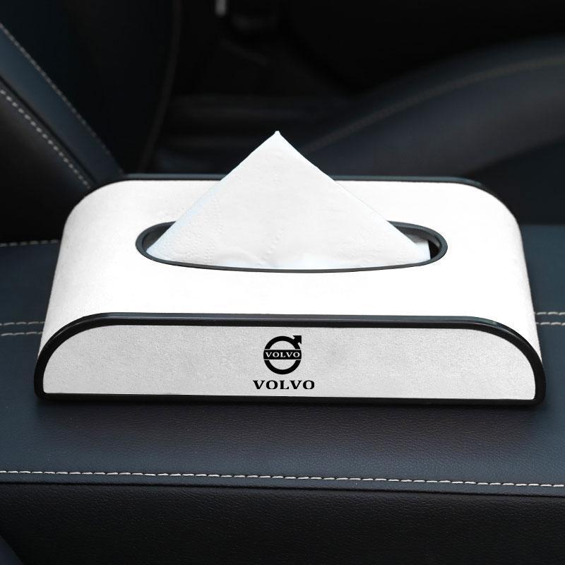 ボルボ 車用ティッシュボックス 高級ティッシュケース 車内収納ケー ロゴ入り ティッシュカバー アルカンターラ 5色選択可拍卖
