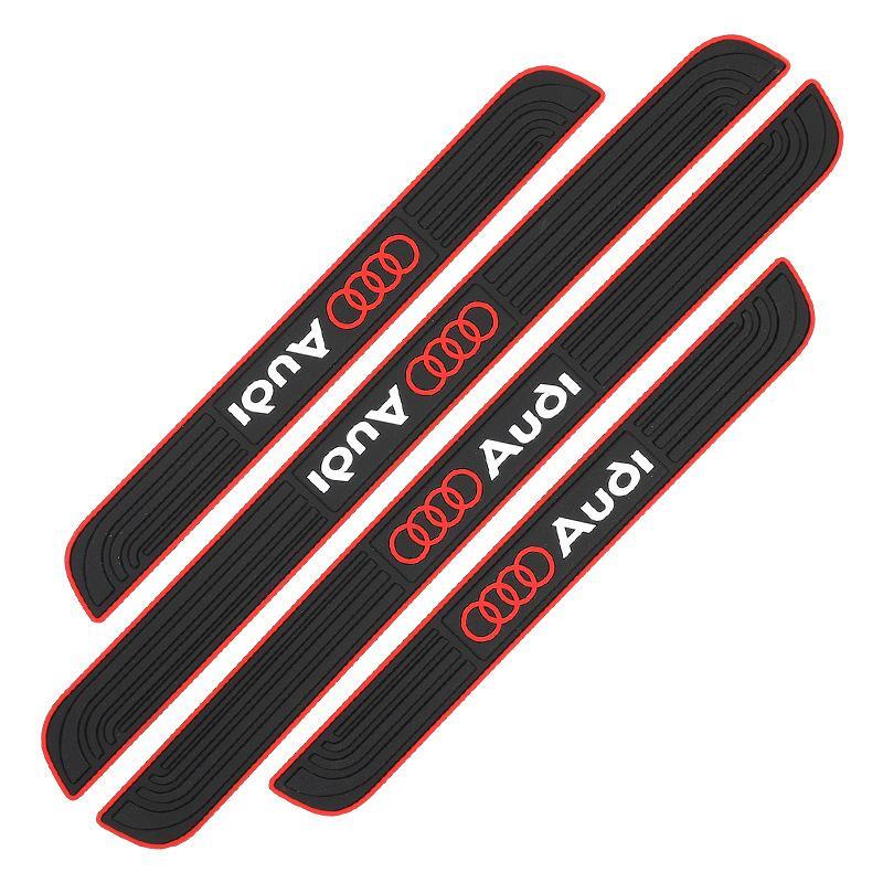 アウディ AUDI 車用ドア敷居プレートプロテクター フロント リアドア敷居 保護ステッカー PVC製 ブラック 4個セット拍卖