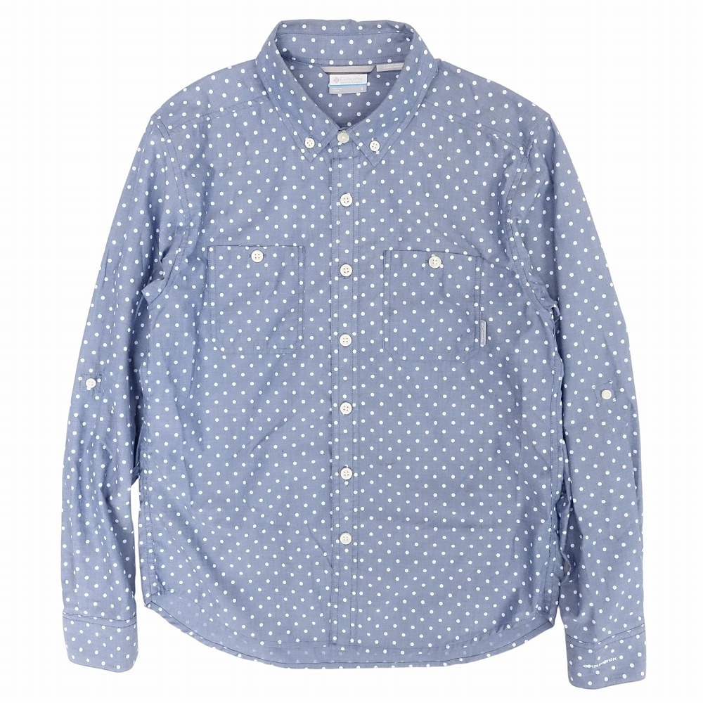 Columbia コロンビア ドット柄 シャツ ボタンダウン 長袖 PM7975 トップス サイズS ネイビー メンズ 【中古】拍卖