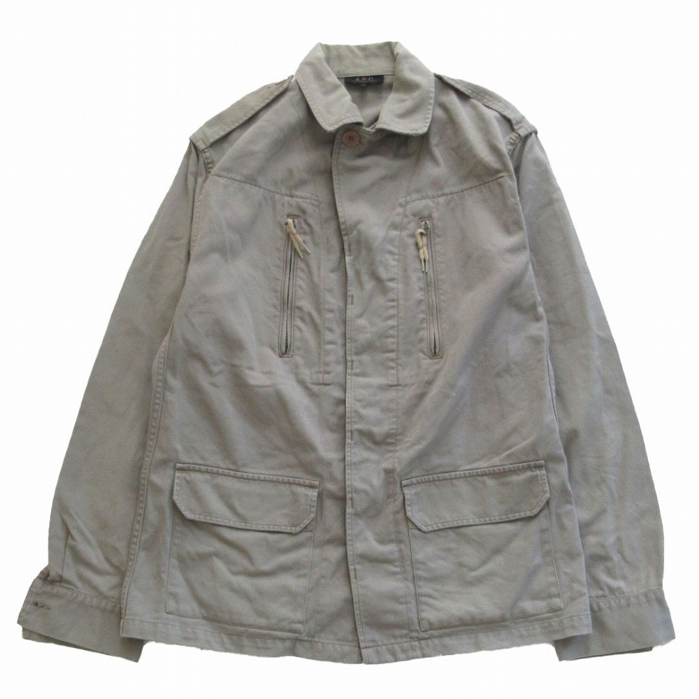 A.P.C アーペーセー RUE MADAME PARIS ミリタリージャケット アウター ライトグレー サイズXS メンズ 【中古】拍卖