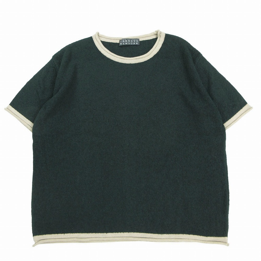 BARNEYS NEW YORK バーニーズニューヨーク パイル Tシャツ カットソー 半袖 バイカラー トップス 46 L ブラック レディース 【中古】拍卖