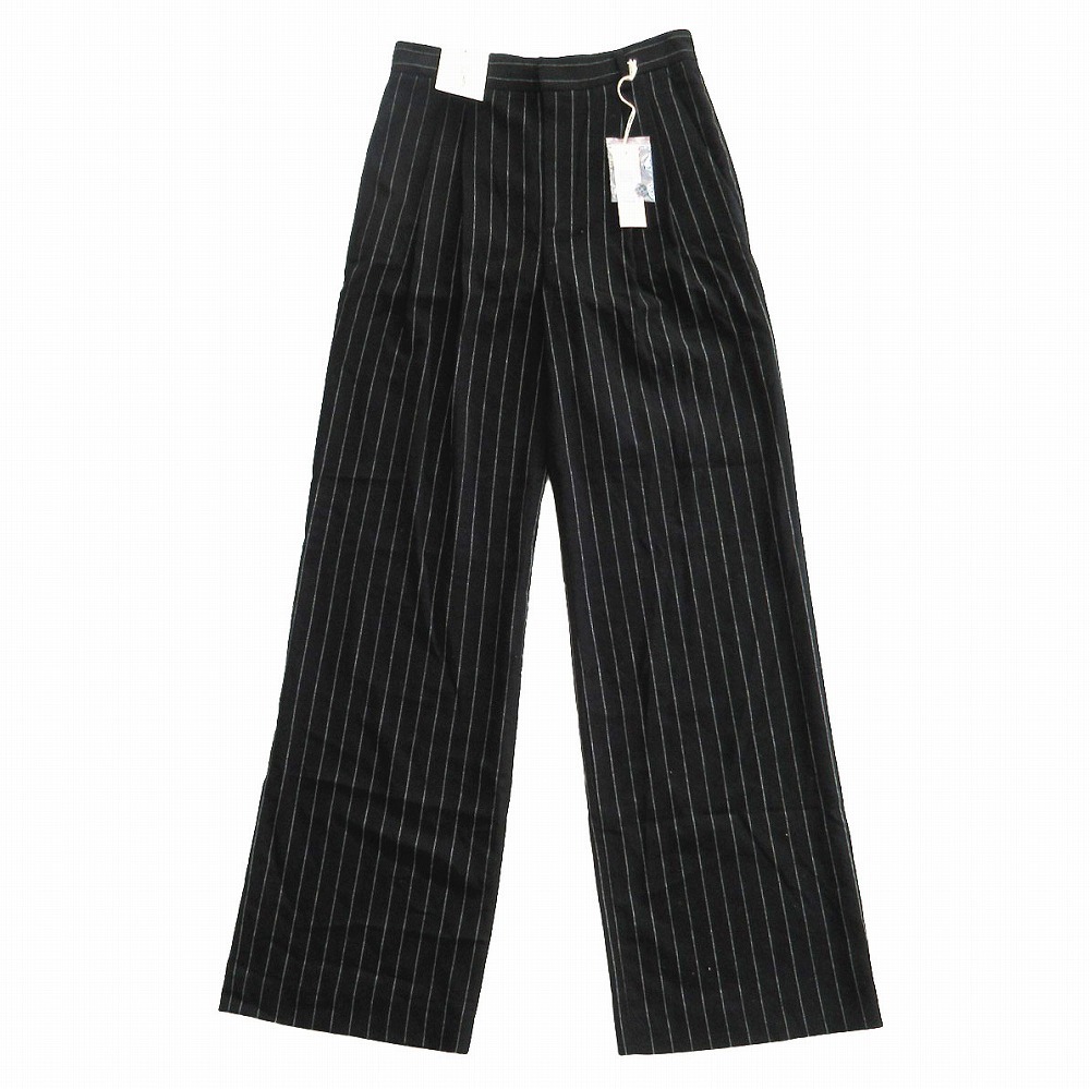 未使用品 DIESEL ディーゼル 2タック ストライプ柄 ワイドトラウザーパンツ ブラック サイズ26 00SBYA 0KAER レディース 【中古】拍卖