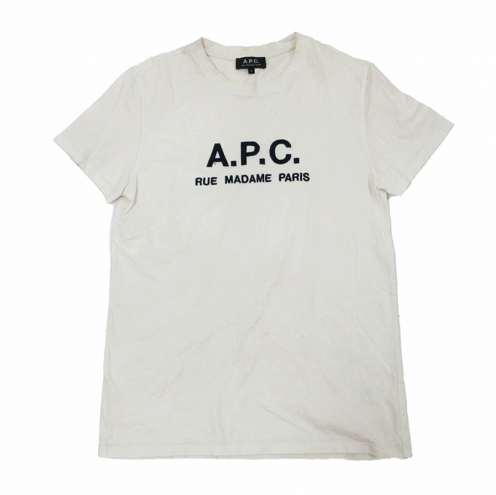 A.P.C. アーペーセー 4114323 刺しゅう ロゴ Tシャツ 半袖 ホワイト サイズS 4114323 レディース 【中古】拍卖