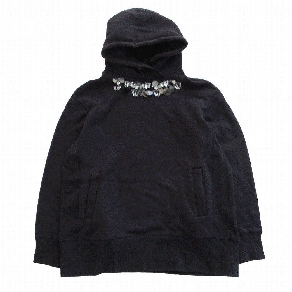 MUVEIL ミュベール MA64UTS008 ビジュー パーカー プルオーバートップス 長袖 ブラック サイズS レディース 【中古】拍卖