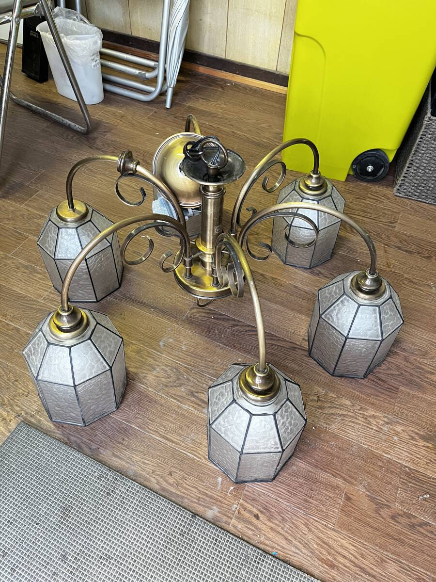 【店舗引き取り限定】ナショナル 松下電工 シャンデリアライト ガラスシェード エレガント 6灯拍卖