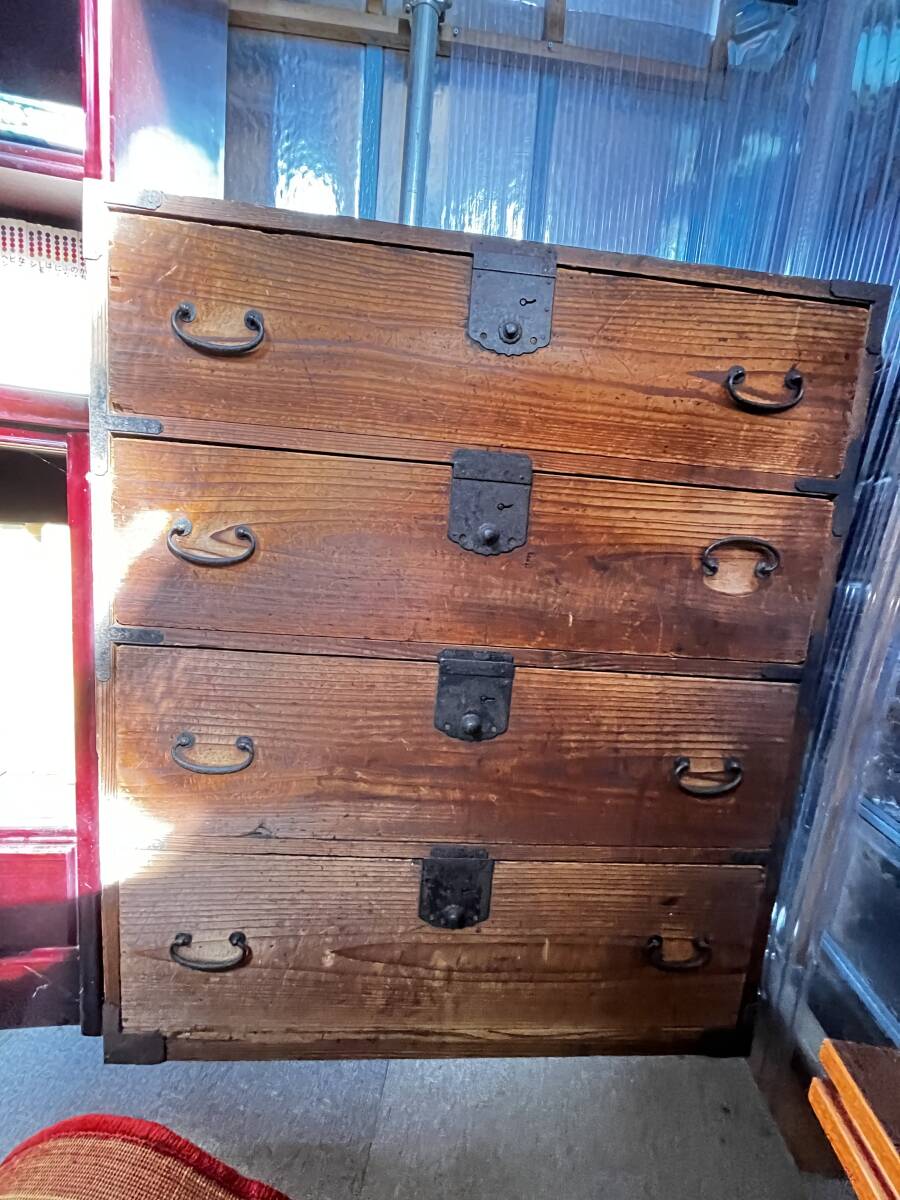 古家具 タンス 4段 引き出し箪笥 和箪笥 ビンテージ拍卖