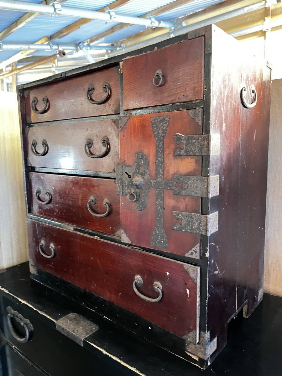 古家具 タンス 4段9杯 引き出し箪笥 和箪笥 ビンテージ拍卖