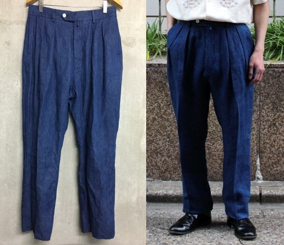 ◆NEAT ニート LINEN BLEACH DENIM 高密度 リネン デニム パンツ Standard Type 1 - Indigo サイズ46 美拍卖