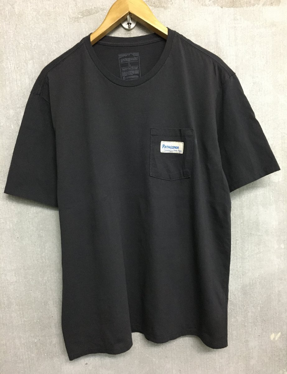◆国内正規 Patagonia パタゴニア 2024年製 37734 美品 ウォーター ピープル オーガニック ポケット ロゴ Tシャツ グレー系 サイズL拍卖