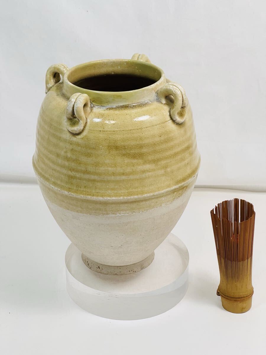 【B292】隋時代 四耳付 白釉壺 壷 古物保証 水指 花生 華道具 茶道具 德利 古陶磁器 インテリア 時代物 中国古美術拍卖