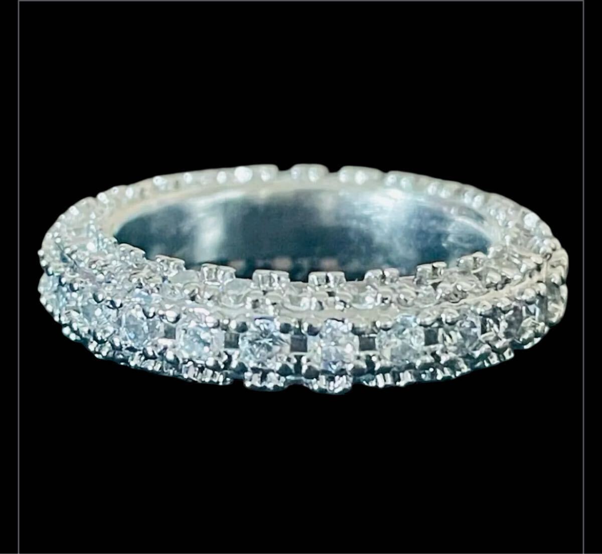 ☆キラキラエタニティリング☆ダイヤモンド?昭和リング ヴィンテージ アンティーク14号拍卖