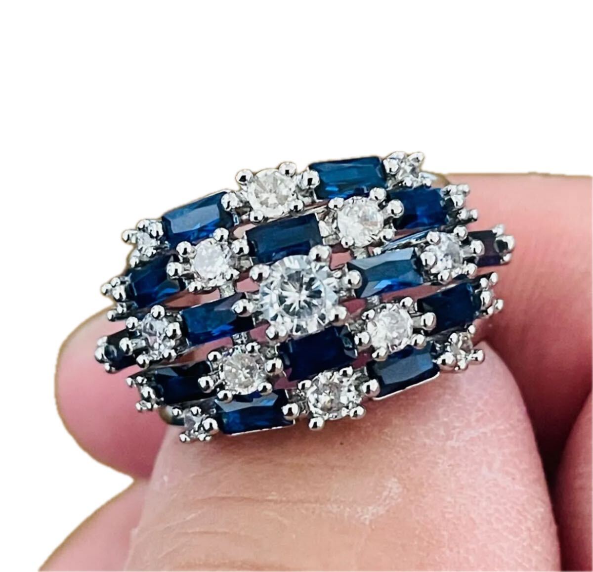 ★送料無料★匿名配送★サファイア?昭和リング ヴィンテージ アンティーク サイズ13.5号拍卖