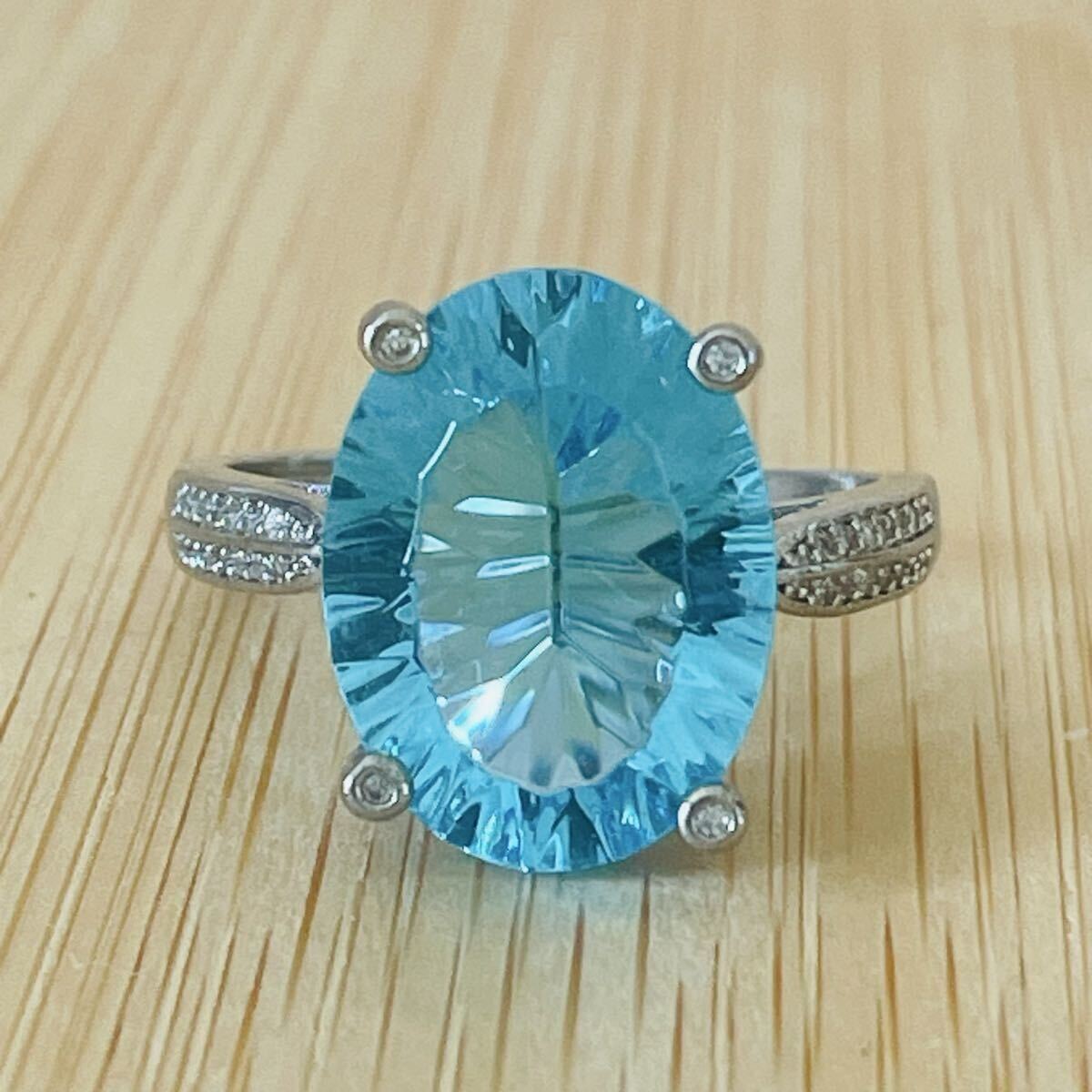 美しいアクアマリン? 昭和リング フリーサイズ11.5号〜18号拍卖