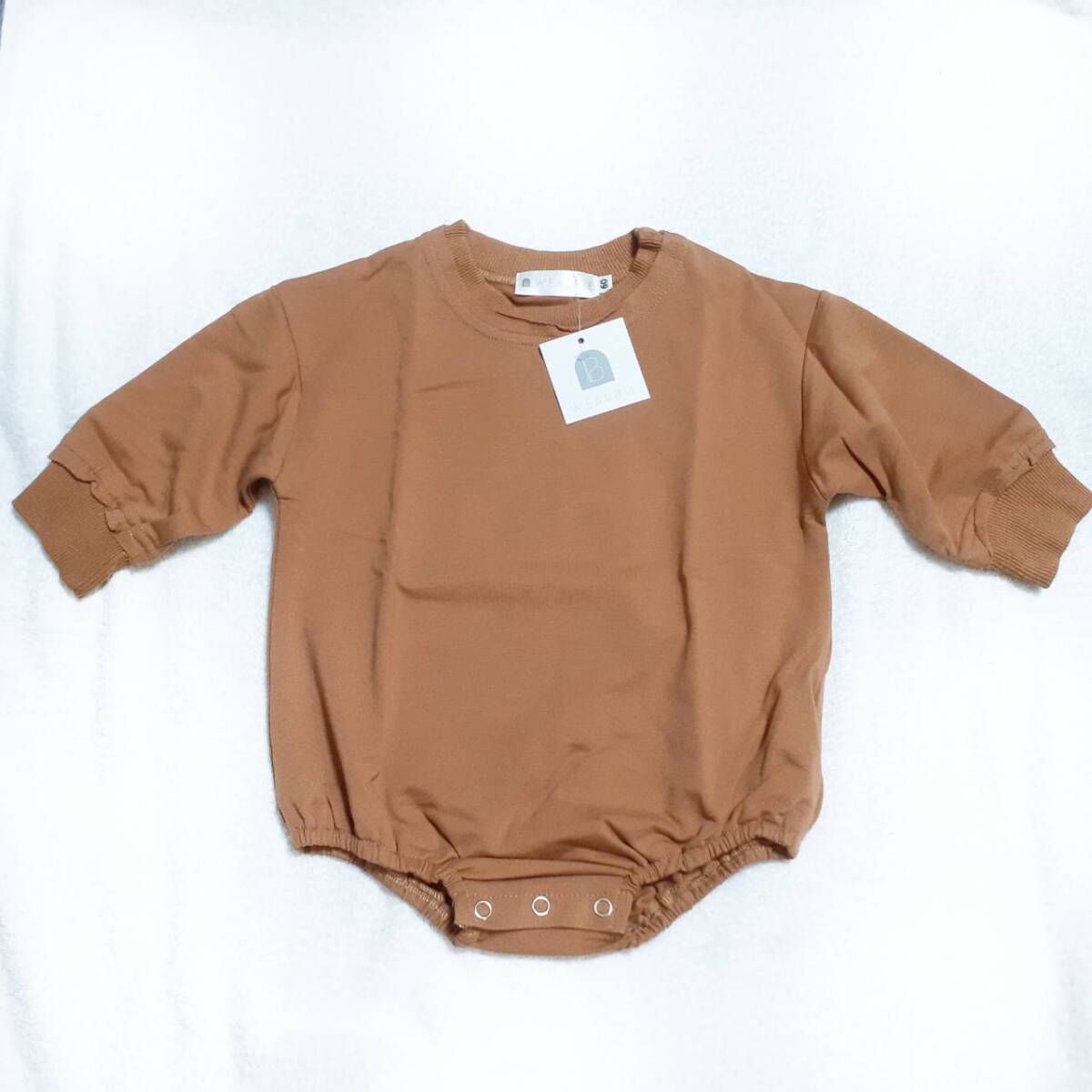 送料無料 WEARBIE(ウェアビー) ベビー服 ロンパース 長袖 スナップボタン ブラウン 綿 60サイズ 新品 未使用拍卖