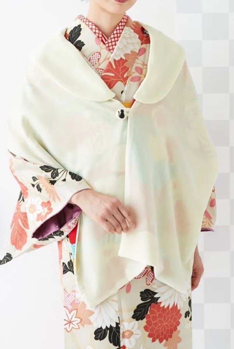 新品 ふりふ★37,400円 ベルベットショール オフホワイト きもの道楽 豆千代 撫松庵 拍卖