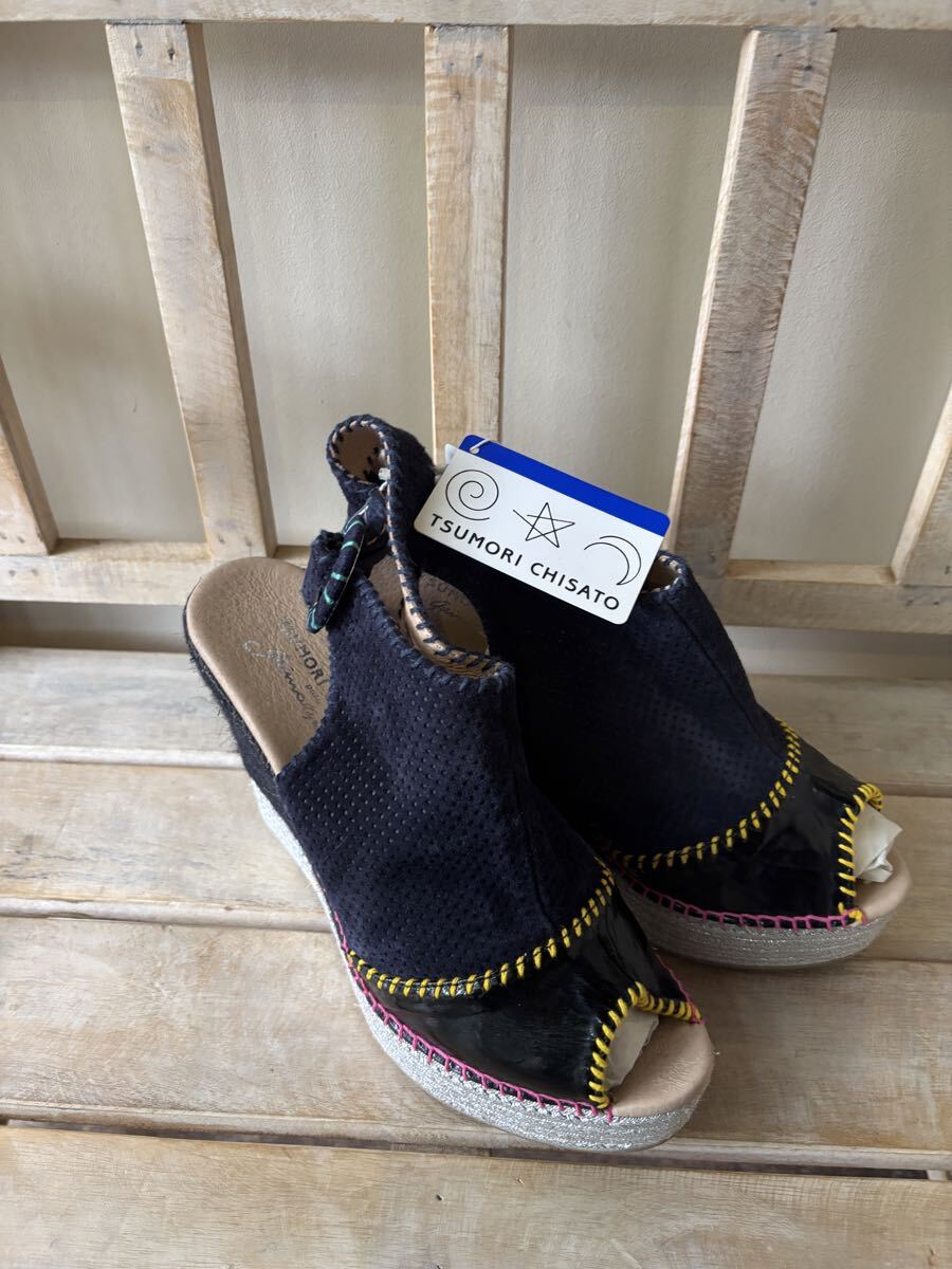 新品ツモリチサト×gaimo★47,300円 STITCH ESPADRILLE 39 24.5cm~25 ステッチエスパドリーユ 紺拍卖