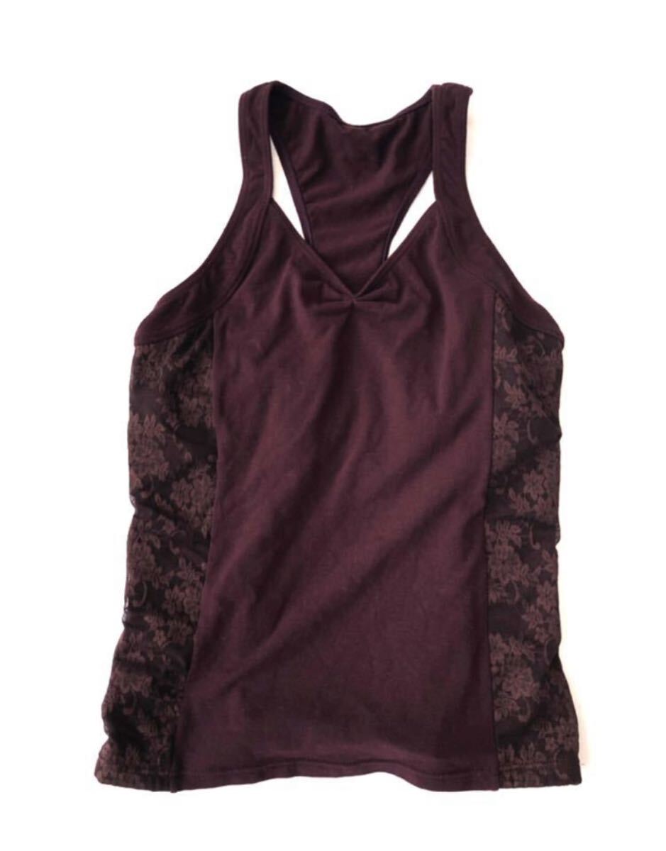 sale 新品 チャコット chacott ザ バレエ★豪華なレース切替えデザイントップス チョコ M the ballet拍卖