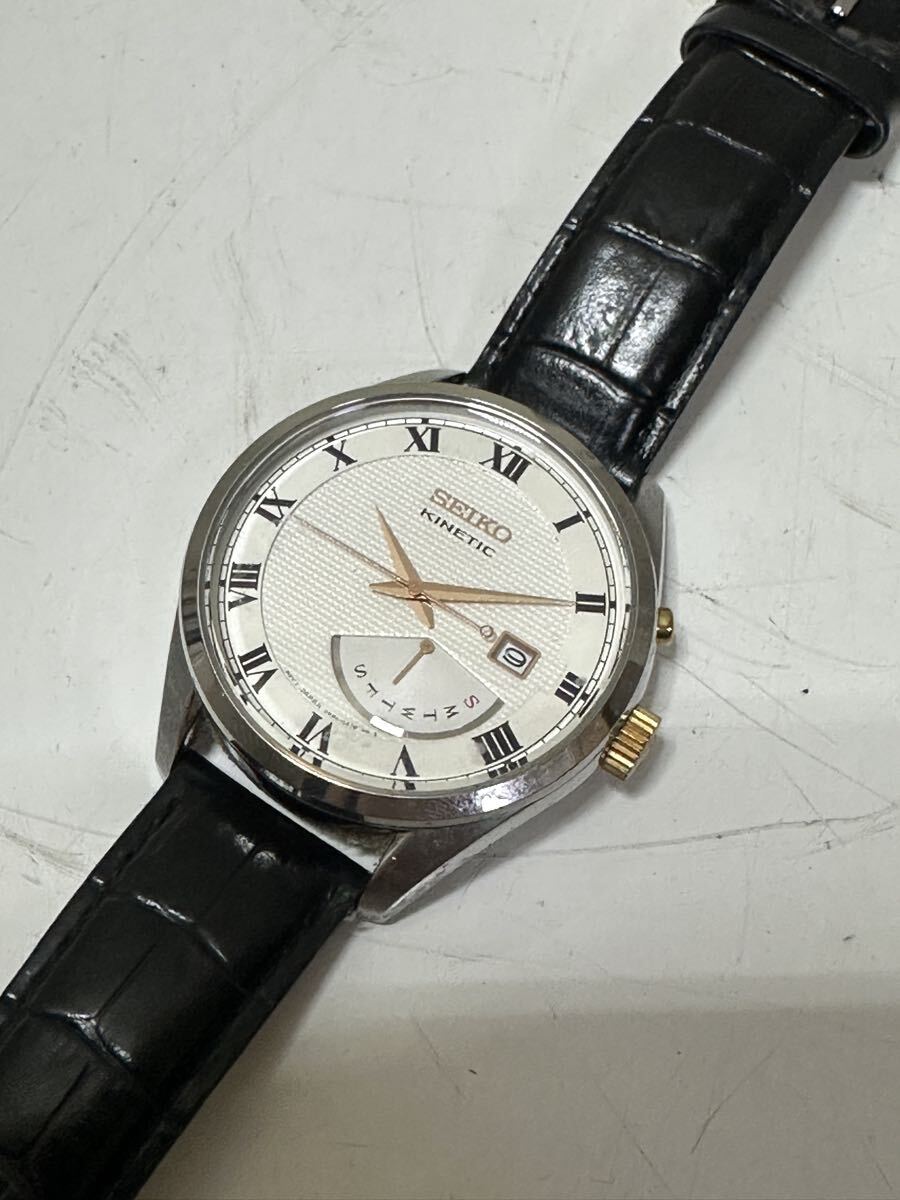 A876 SEIKO セイコー キネティック 腕時計 5M84-0AE0 オートクォーツ シルバー メンズ 裏スケ 現状拍卖