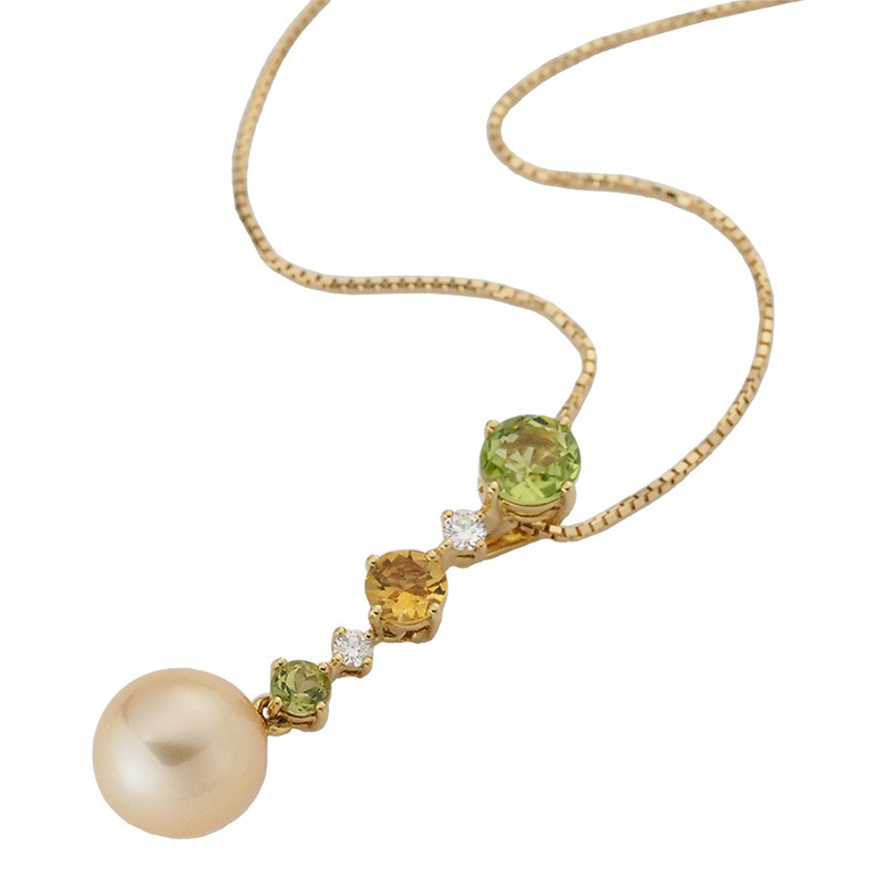 ◆ミウラ◆ タサキ TASAKI パール ダイヤモンド/0.05ct マルチカラー ネックレス K18YG拍卖